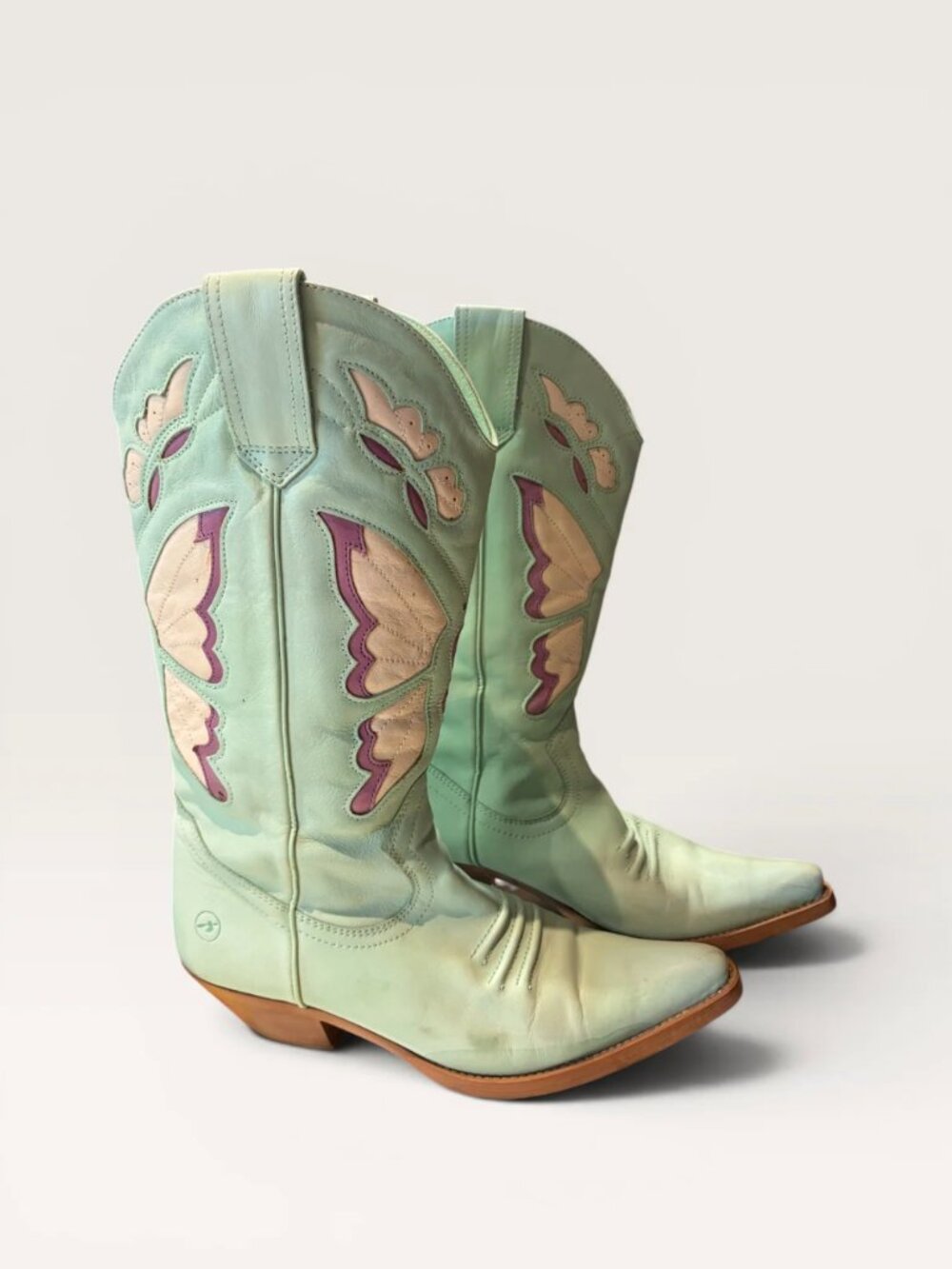 Bronx Mint with Butterflies Cowboy Boots, 10